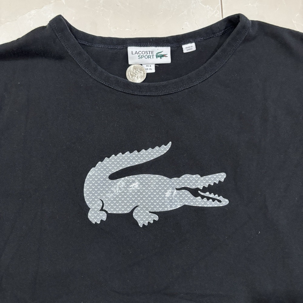 Lacoste Sport T Shirt Men's 6 XL Black Crocodile Graphic Tee Sporty Preppy
